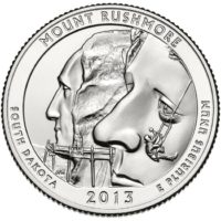 25 центов США Национальный мемориал Маунт Рашмор Южная Дакота