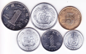 Набор монет Китай 6 шт