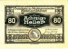 Нотгельд 80 геллеров 1920 года
