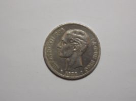 5 песо 1878 года. Испания.Серебро.