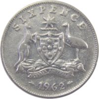 Австралия. 6 пенсов 1962 г.